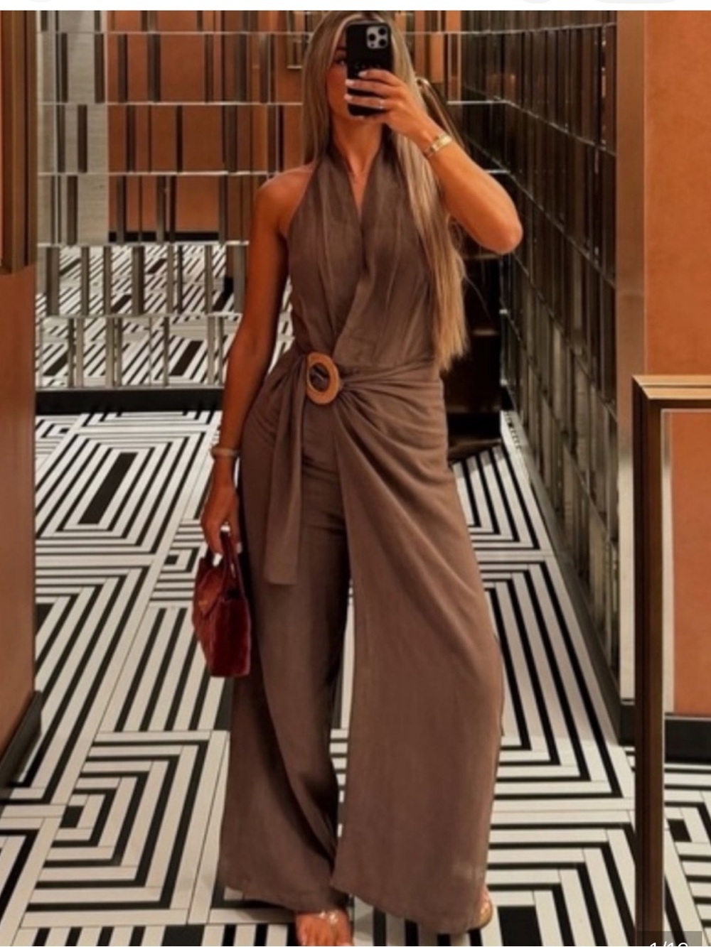 New with tags! Zara Halter Wide-Leg Jumpsuit with Buckle Tie